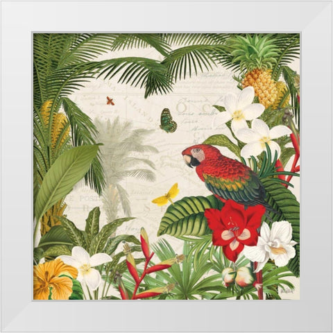 Parrot Paradise III White Modern Wood Framed Art Print by Pertiet, Katie