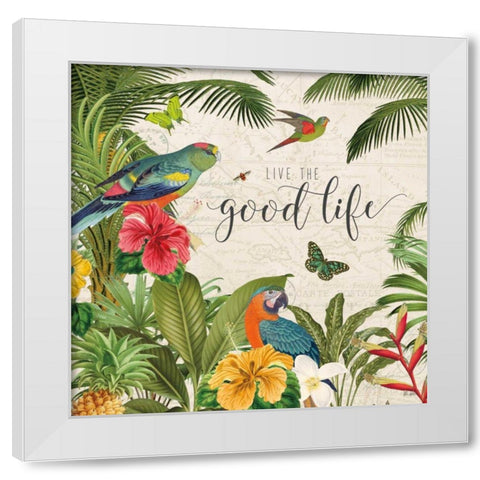 Parrot Paradise IV White Modern Wood Framed Art Print by Pertiet, Katie