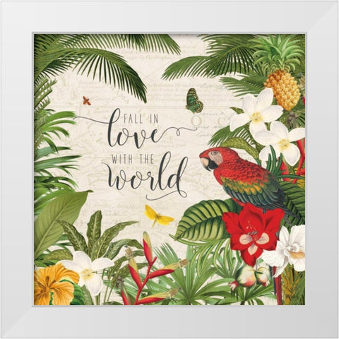 Parrot Paradise V White Modern Wood Framed Art Print by Pertiet, Katie