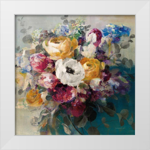 Fall Bouquet White Modern Wood Framed Art Print by Nai, Danhui