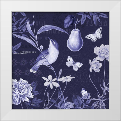 Botanical Blue V White Modern Wood Framed Art Print by Pertiet, Katie