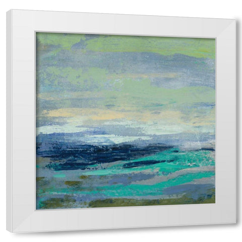 Teal Wave I White Modern Wood Framed Art Print by Vassileva, Silvia