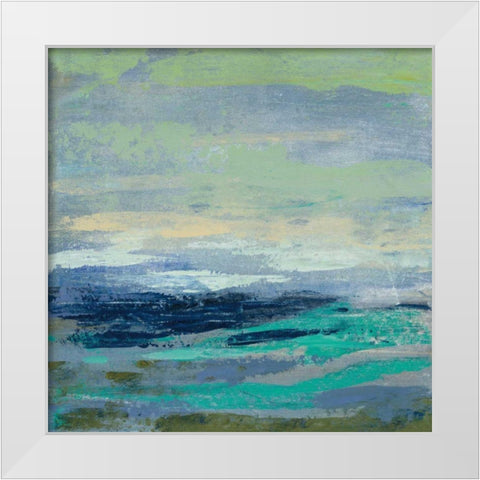 Teal Wave I White Modern Wood Framed Art Print by Vassileva, Silvia