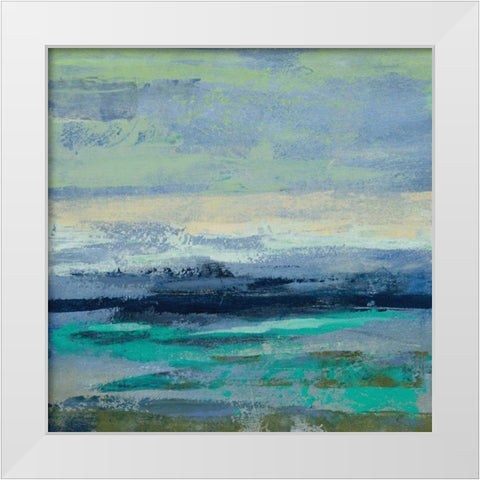 Teal Wave II White Modern Wood Framed Art Print by Vassileva, Silvia