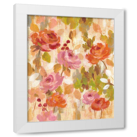 Pink and Orange Brocade I White Modern Wood Framed Art Print by Vassileva, Silvia