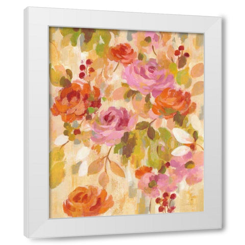 Pink and Orange Brocade II White Modern Wood Framed Art Print by Vassileva, Silvia