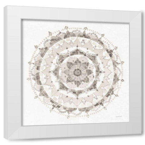 Neutral Mandala White Modern Wood Framed Art Print by Nai, Danhui