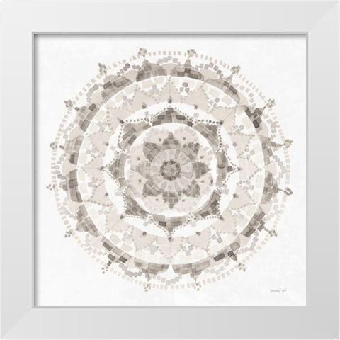 Neutral Mandala White Modern Wood Framed Art Print by Nai, Danhui