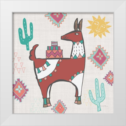 Playful Llamas IV White Modern Wood Framed Art Print by Zaman, Farida