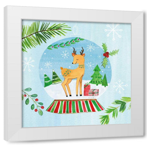 Snow Globe Animals I White Modern Wood Framed Art Print by Zaman, Farida