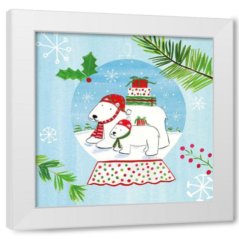 Snow Globe Animals II White Modern Wood Framed Art Print by Zaman, Farida