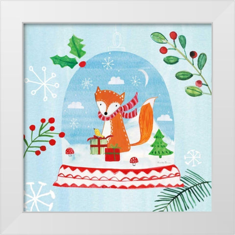 Snow Globe Animals III White Modern Wood Framed Art Print by Zaman, Farida