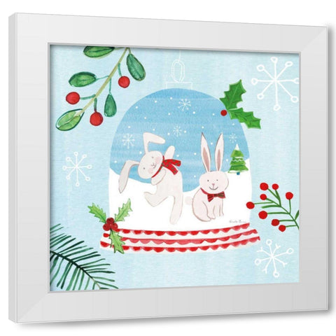Snow Globe Animals IV White Modern Wood Framed Art Print by Zaman, Farida