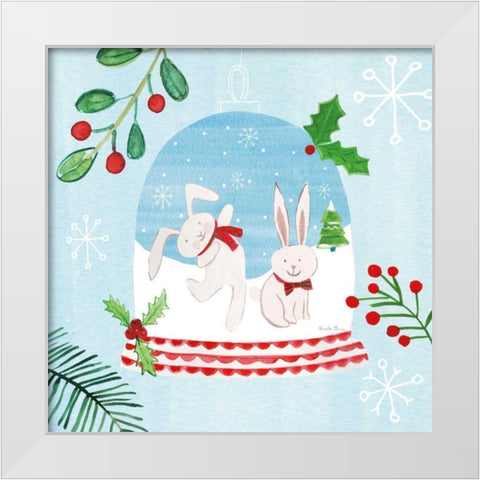 Snow Globe Animals IV White Modern Wood Framed Art Print by Zaman, Farida