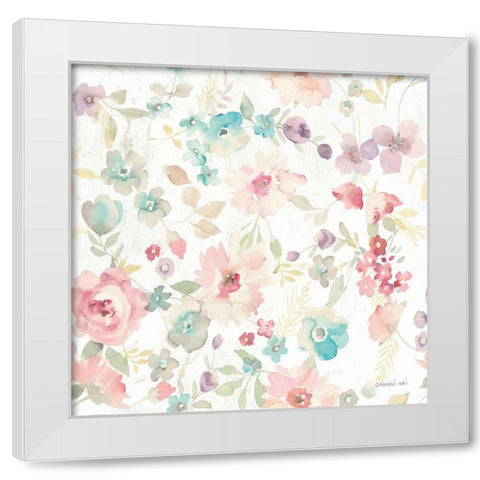 June Blooms Pattern I White Modern Wood Framed Art Print by Nai, Danhui