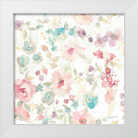 June Blooms Pattern I White Modern Wood Framed Art Print by Nai, Danhui