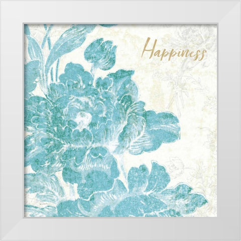 Toile Roses VI Teal Happiness White Modern Wood Framed Art Print by Schlabach, Sue