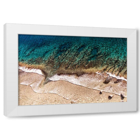 Sand and Sea White Modern Wood Framed Art Print by Van Swearingen, Debra