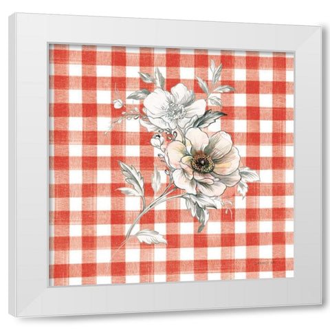 Sketchbook Garden VII Red Checker White Modern Wood Framed Art Print by Nai, Danhui