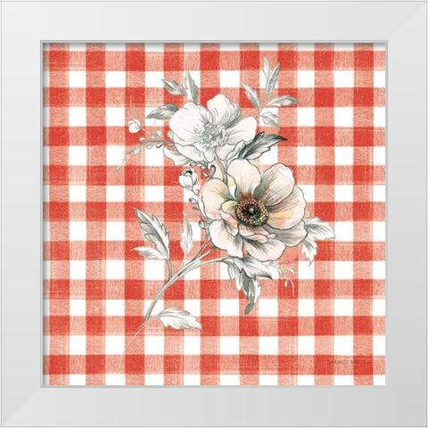 Sketchbook Garden VII Red Checker White Modern Wood Framed Art Print by Nai, Danhui