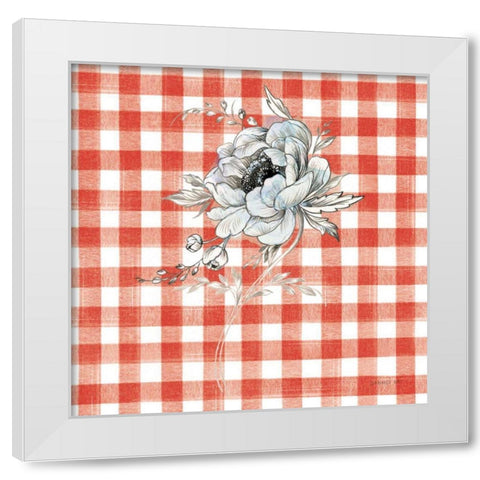 Sketchbook Garden VIII Red Checker White Modern Wood Framed Art Print by Nai, Danhui