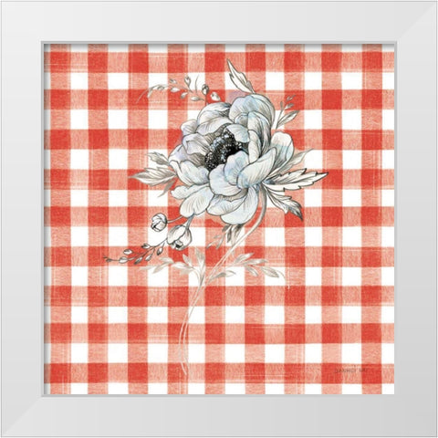 Sketchbook Garden VIII Red Checker White Modern Wood Framed Art Print by Nai, Danhui