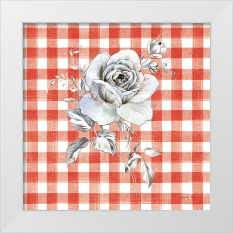 Sketchbook Garden IX Red Checker White Modern Wood Framed Art Print by Nai, Danhui