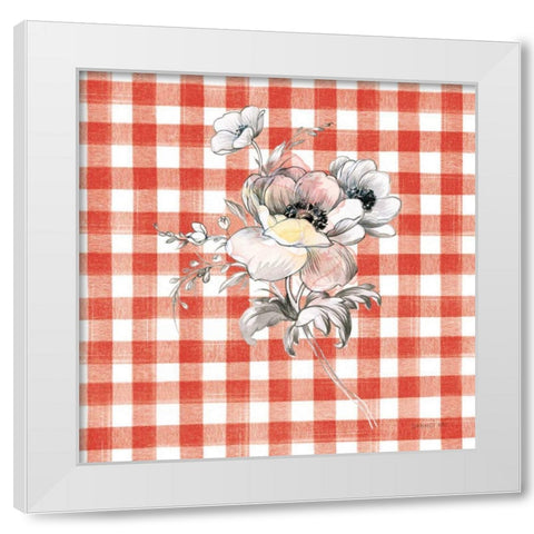 Sketchbook Garden X Red Checker White Modern Wood Framed Art Print by Nai, Danhui