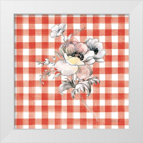 Sketchbook Garden X Red Checker White Modern Wood Framed Art Print by Nai, Danhui