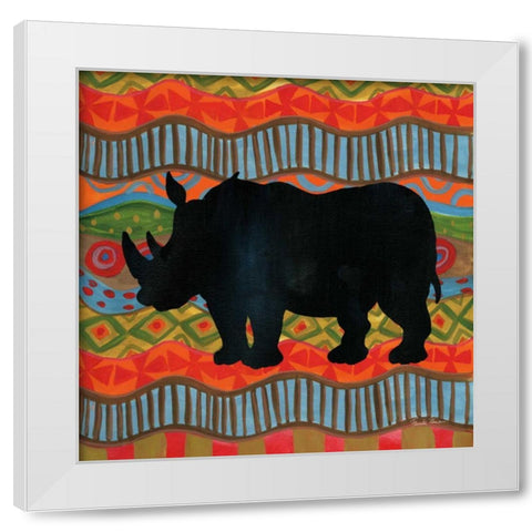 African Animal IV  White Modern Wood Framed Art Print by Zaman, Farida