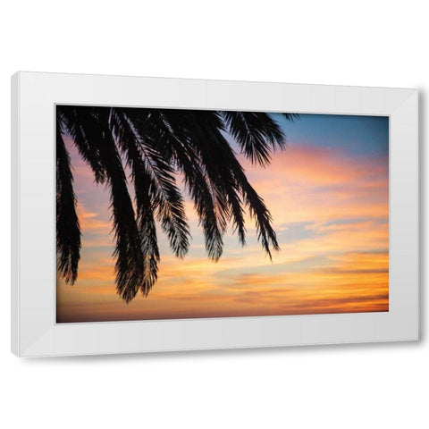 Sunset Palms I White Modern Wood Framed Art Print by Marshall, Laura