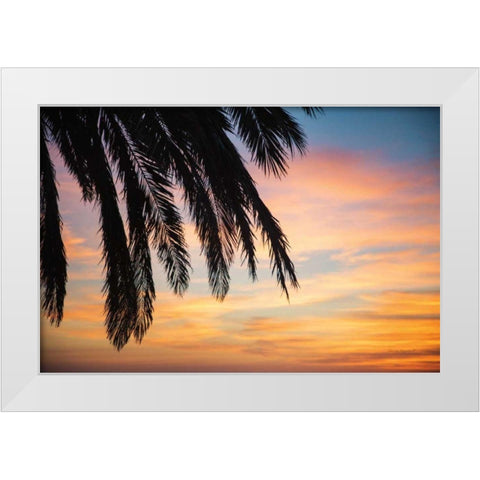 Sunset Palms I White Modern Wood Framed Art Print by Marshall, Laura