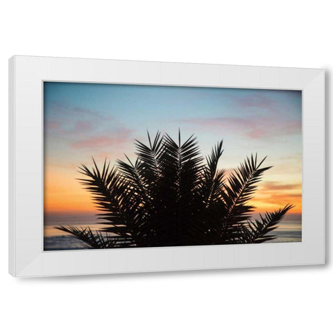 Sunset Palms II White Modern Wood Framed Art Print by Marshall, Laura