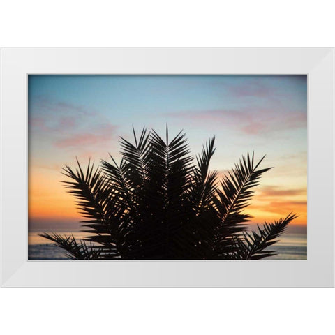 Sunset Palms II White Modern Wood Framed Art Print by Marshall, Laura