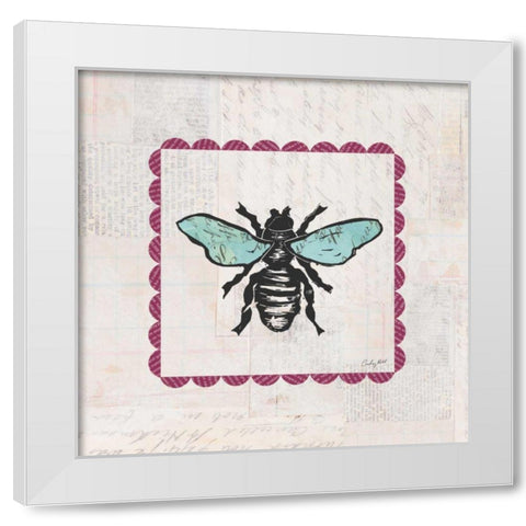 Bee Stamp Bright White Modern Wood Framed Art Print by Prahl, Courtney