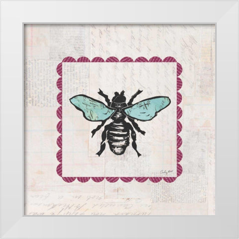 Bee Stamp Bright White Modern Wood Framed Art Print by Prahl, Courtney