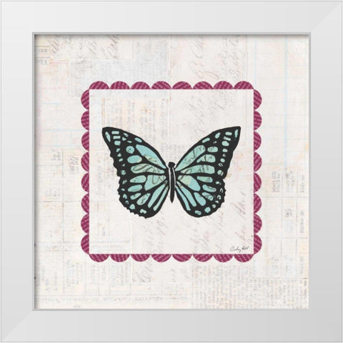 Butterfly Stamp Bright White Modern Wood Framed Art Print by Prahl, Courtney