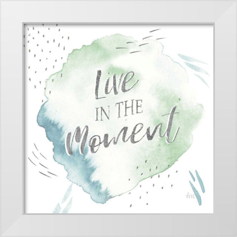 Wonderful World V Blue Green White Modern Wood Framed Art Print by Marshall, Laura