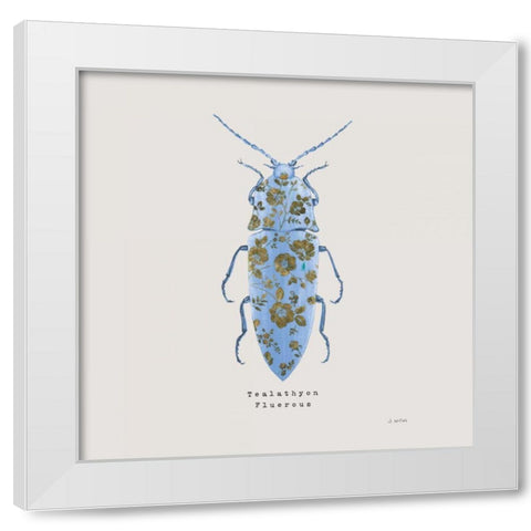 Adorning Coleoptera VIII Sq Blue White Modern Wood Framed Art Print by Wiens, James