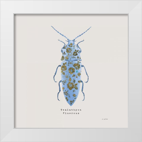 Adorning Coleoptera VIII Sq Blue White Modern Wood Framed Art Print by Wiens, James