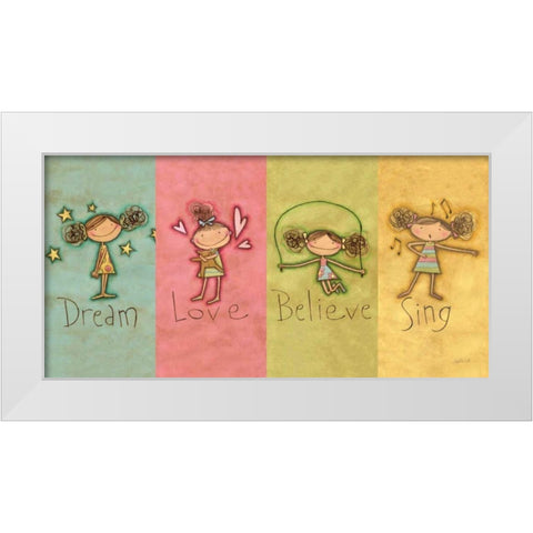 Dream Love Believe Sing Panel v2 White Modern Wood Framed Art Print by Tavoletti, Anne