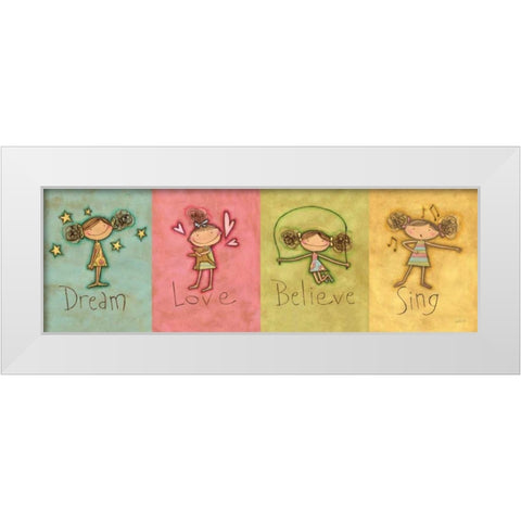 Dream Love Believe Sing Panel v3 White Modern Wood Framed Art Print by Tavoletti, Anne