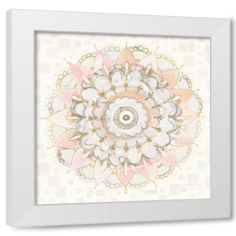 Modern Mandala Square Champagne White Modern Wood Framed Art Print by Nai, Danhui