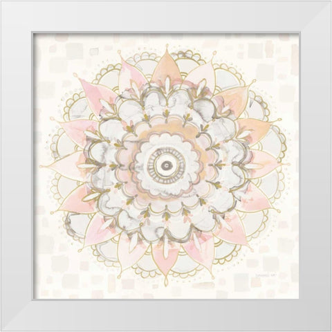 Modern Mandala Square Champagne White Modern Wood Framed Art Print by Nai, Danhui