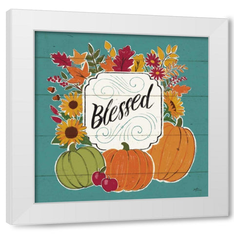 Thankful III Turquoise White Modern Wood Framed Art Print by Penner, Janelle