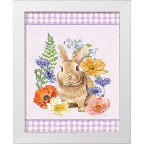 Sunny Bunny II Checker Border Purple White Modern Wood Framed Art Print by Urban, Mary