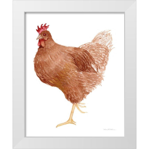 Life on the Farm Chicken Element IV White Modern Wood Framed Art Print by McKenna, Kathleen Parr