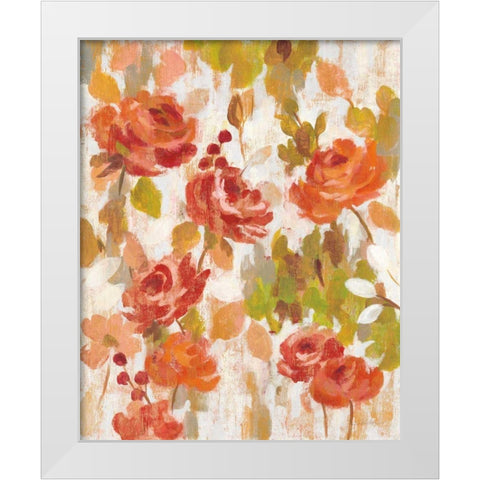 Red and Orange Brocade I White Modern Wood Framed Art Print by Vassileva, Silvia