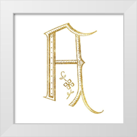 French Sewing Letter A White Modern Wood Framed Art Print by Wild Apple Portfolio