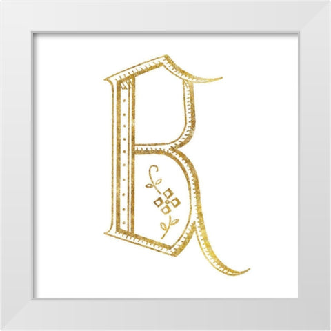 French Sewing Letter B White Modern Wood Framed Art Print by Wild Apple Portfolio